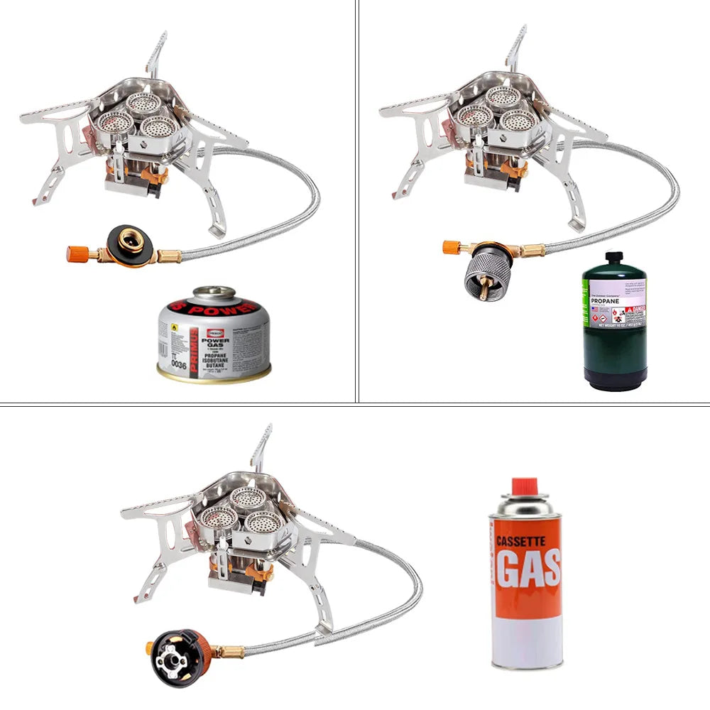 TARKA 3 Heads Gas Stove – Folding 5800W Camping Burner for Outdoor Cooking & BBQ