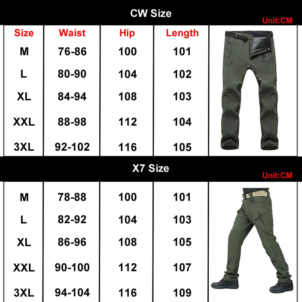 VIKTACTICAL Winter Softshell Thermal Hiking Pants - Fleece-Lined Waterproof Tactical Cargo Trousers