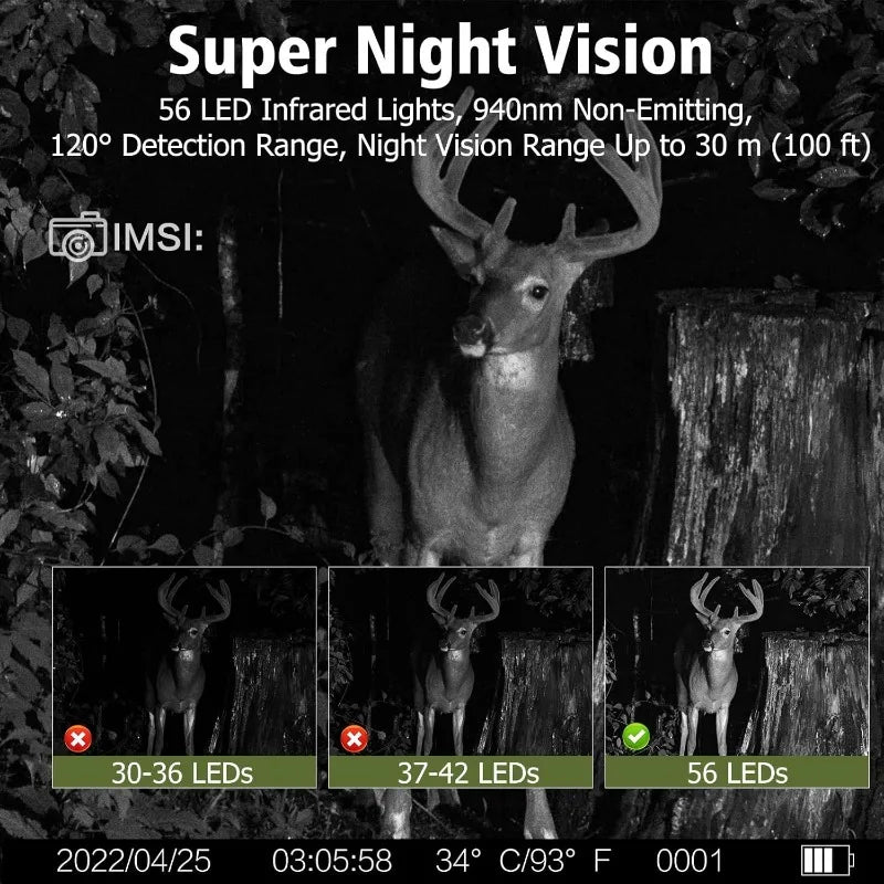 SUNTEKCAM 50MP 4K Solar Trail Camera with Night Vision & Motion Detection – IP66 Waterproof