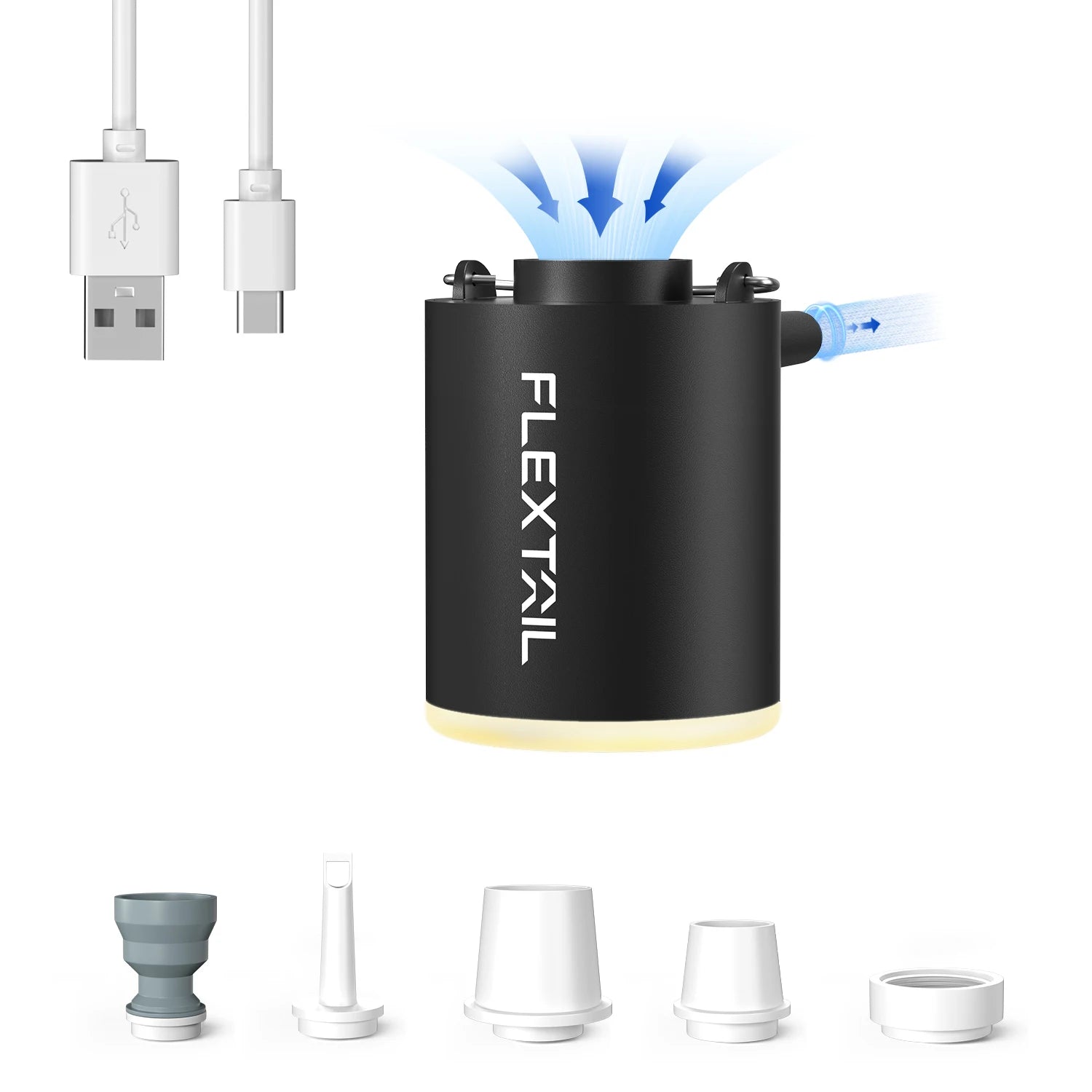FLEXTAILGEAR Tiny Pump X 2024 Mini Air Pump with Light for Camping and Travel