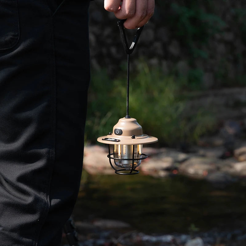 WESTTUNE Portable Camping Lantern – Retro Hanging Waterproof Light with Dimmable 1200mAh Battery