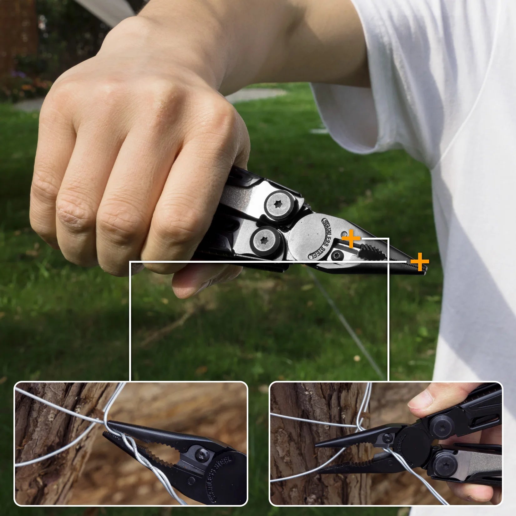 FLISSA 16-in-1 Stainless Steel Multitool Pliers Compact Folding Tool for Camping & Travel