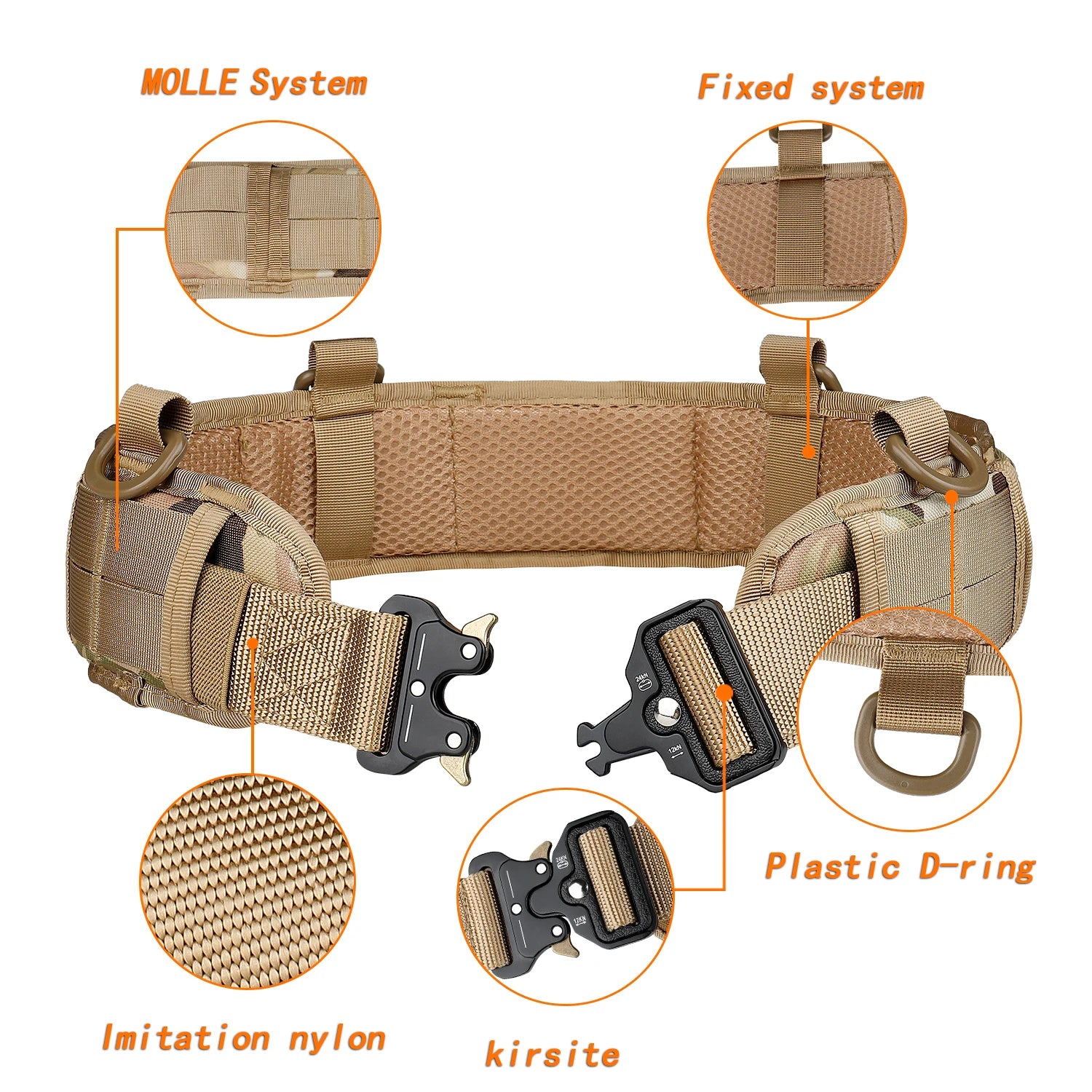 JSJM Tactical Belt Adjustable Padded Belt for Hunting and Outdoor Use