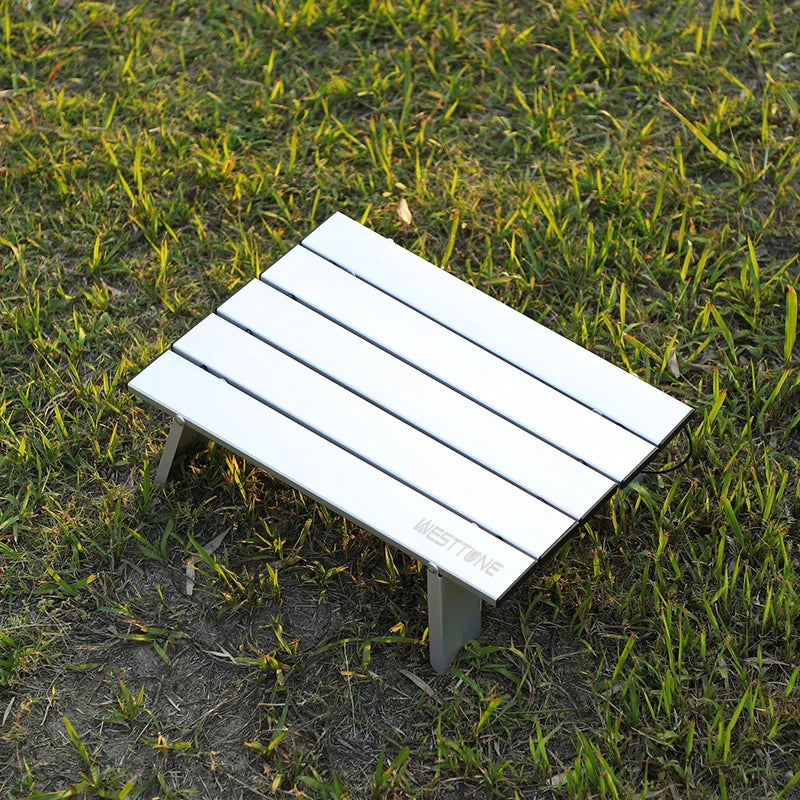 WEST TUNE Mini Camping Table Ultralight Roll-Up Folding Aluminum for Outdoor Use