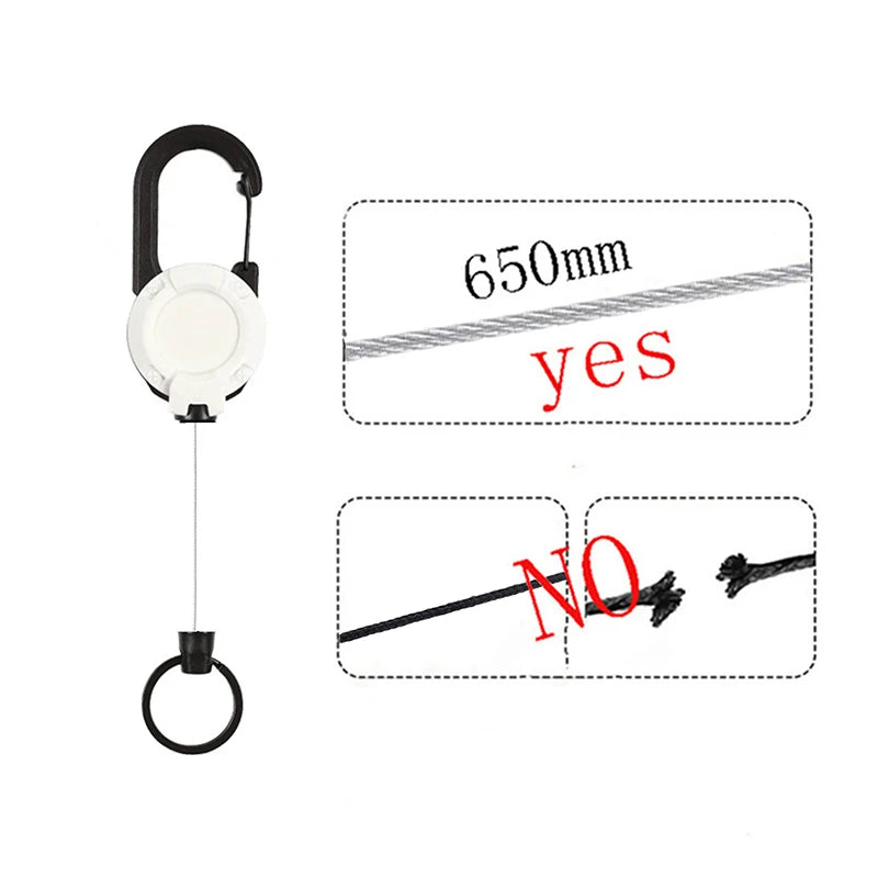 Automatic Retractable Wire Rope Keychain with Carabiner for Outdoor Use