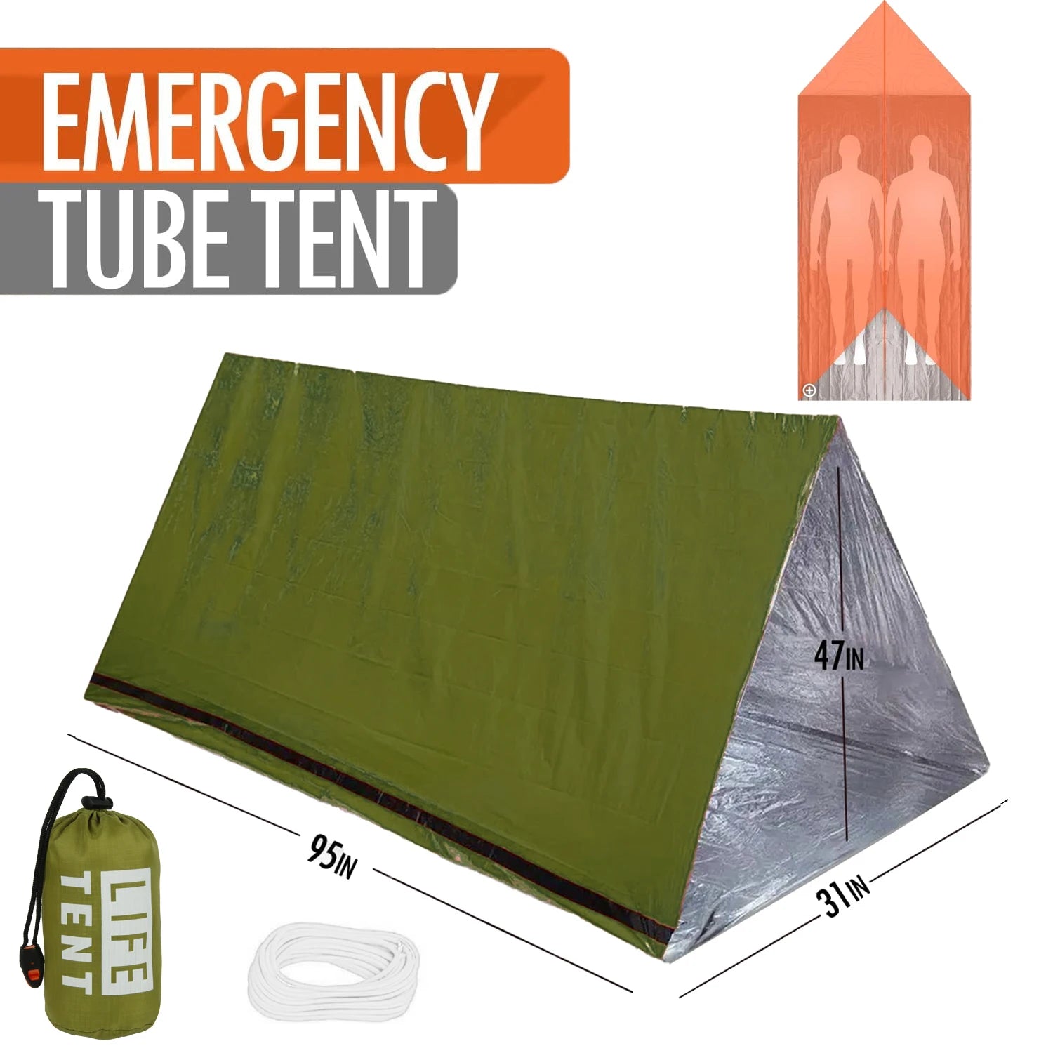 2-Person Waterproof Emergency Survival Tent for Camping and Disaster Relief