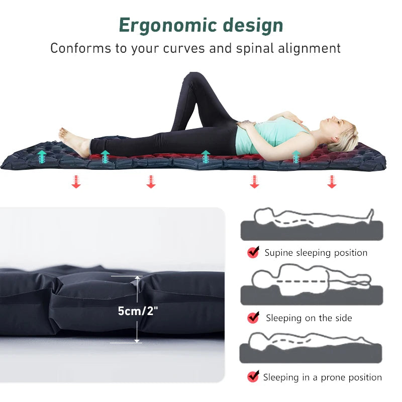 WESTTUNE Ultralight Inflatable Camping Mattress – Portable Air Cushion for Hiking & Travel