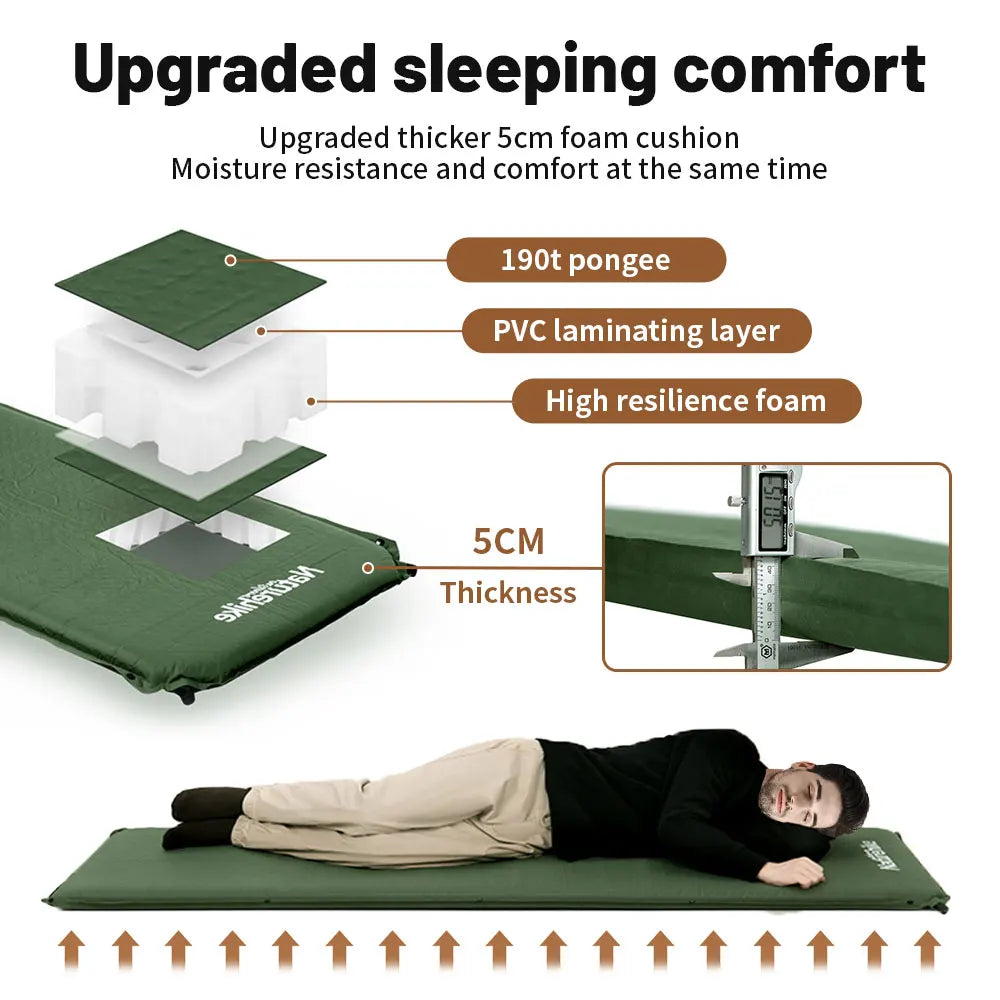 NATUREHIKE Self-Inflating Camping Mattress with Built-in Pump, 5CM Thick