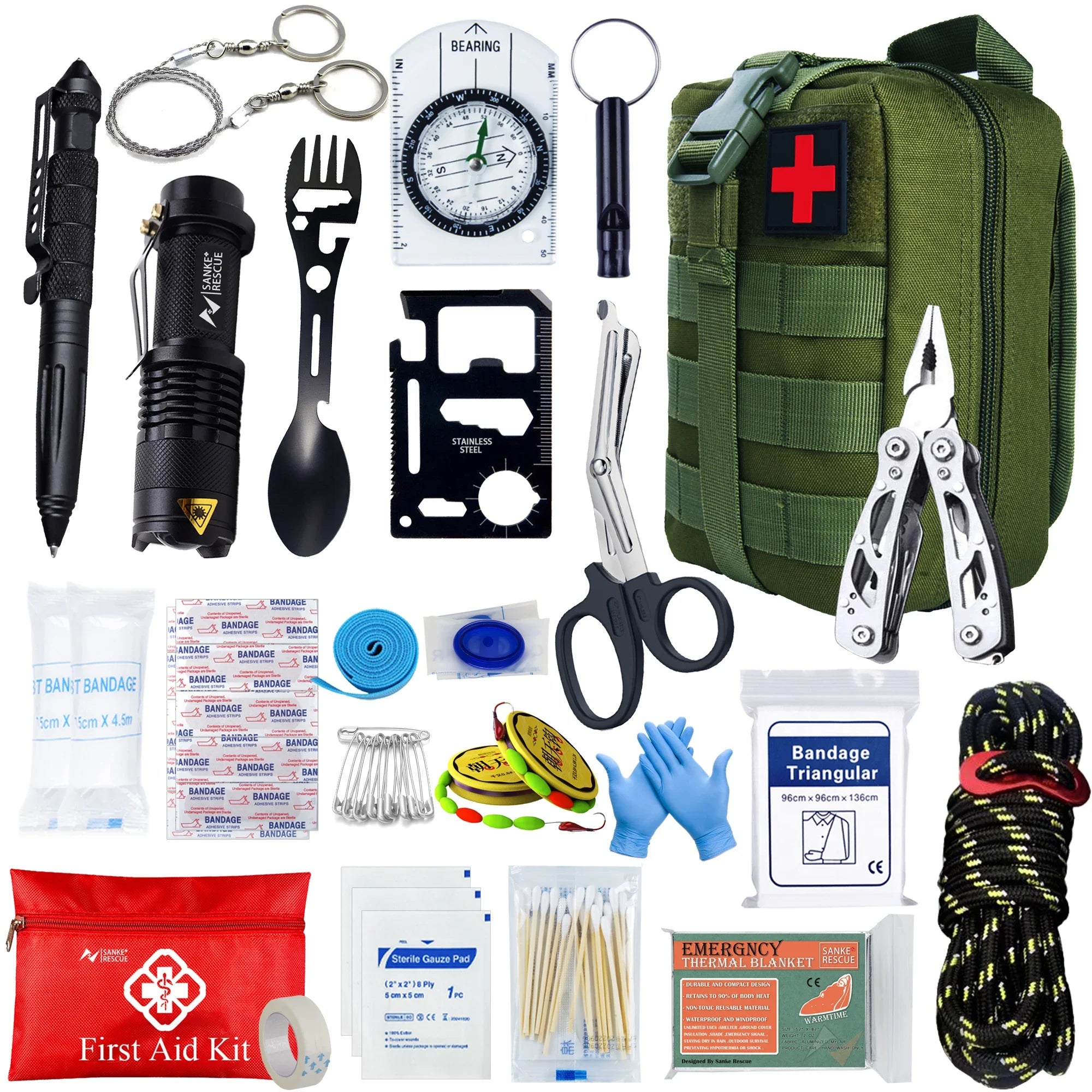 Tactical First Aid Kit for Car, Camping, and Survival with Molle Bag