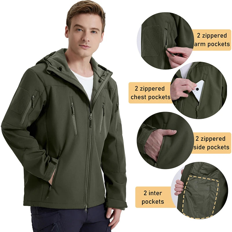REFIRE GEAR Men's Waterproof Softshell Tactical Jacket - Fleece-Lined Hunting Windbreaker for NZ Conditions