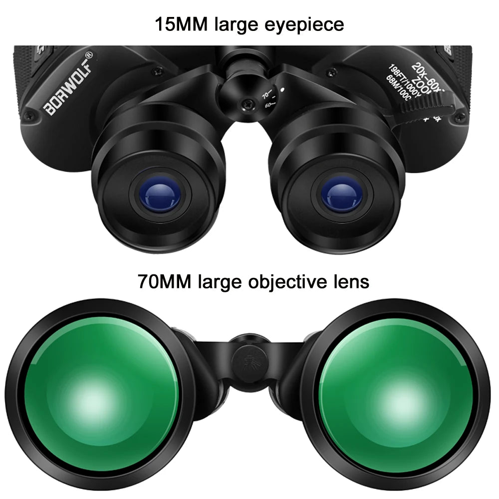 BORWOLF 20-60X70 Binoculars – High Magnification Long Range Zoom