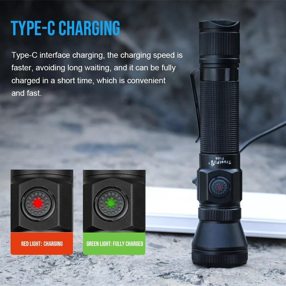 TRUSTFIRE T15R Tactical Flashlight – 2350 Lumens USB-C Rechargeable Torch