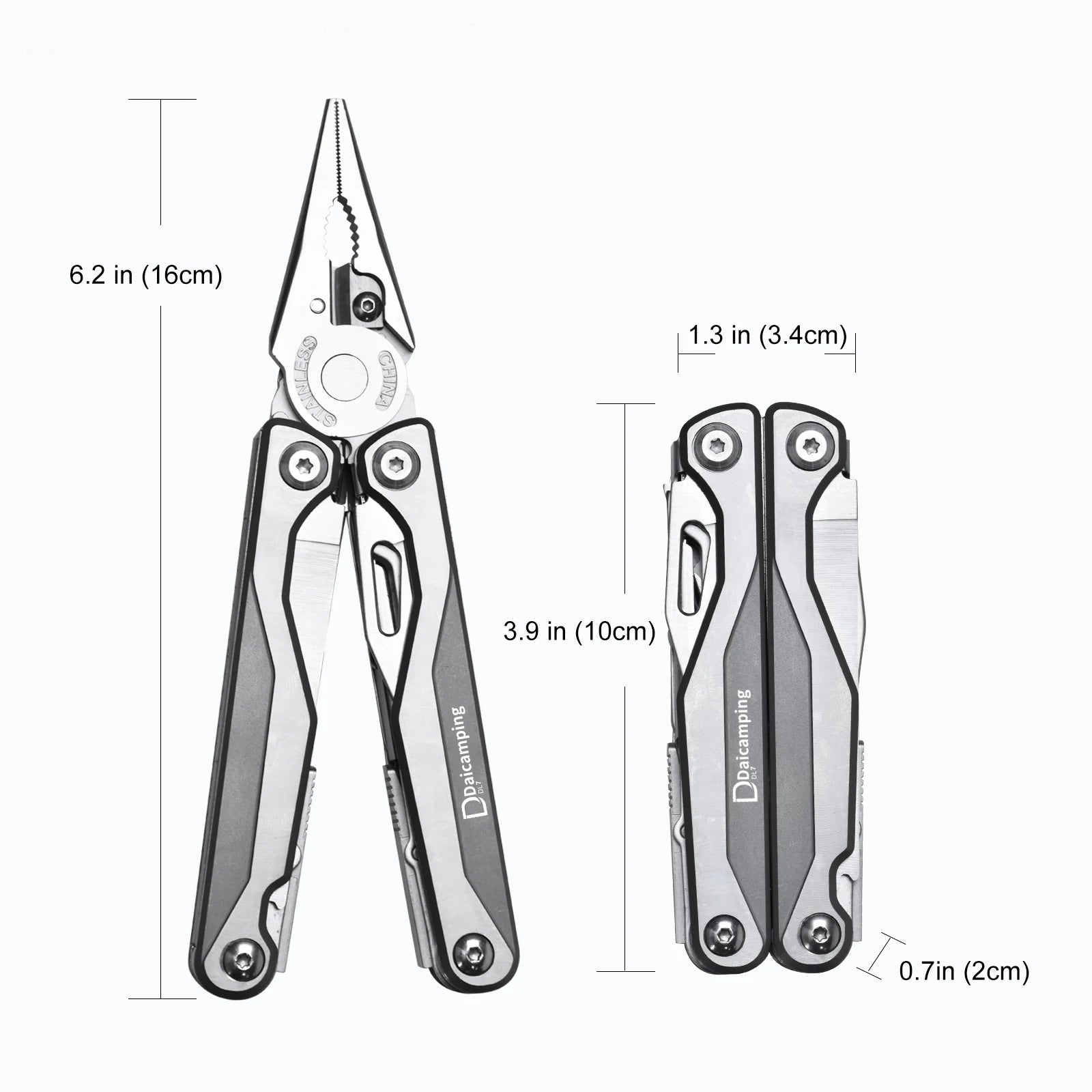 DAICAMPING DL7 Multi-Tool with Titanium Alloy Handle, Folding Knife, Pliers, and Scissors for Camping