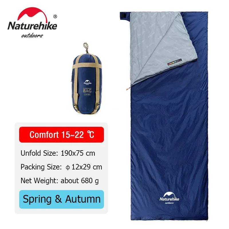 NATUREHIKE LW180 Ultralight Cotton Sleeping Bag for Spring Summer Camping Hiking Outdoor