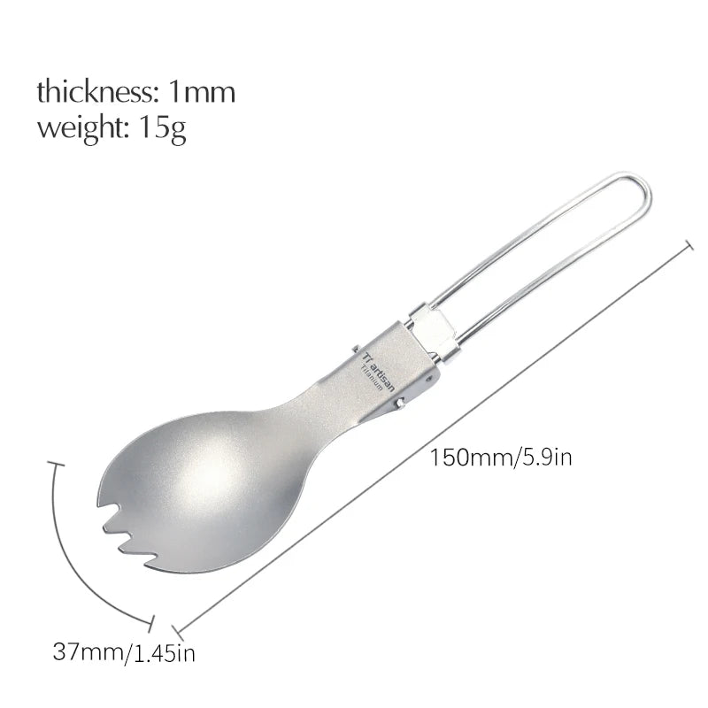 TIARTISAN Titanium Foldable Cutlery Set for Camping and Hiking