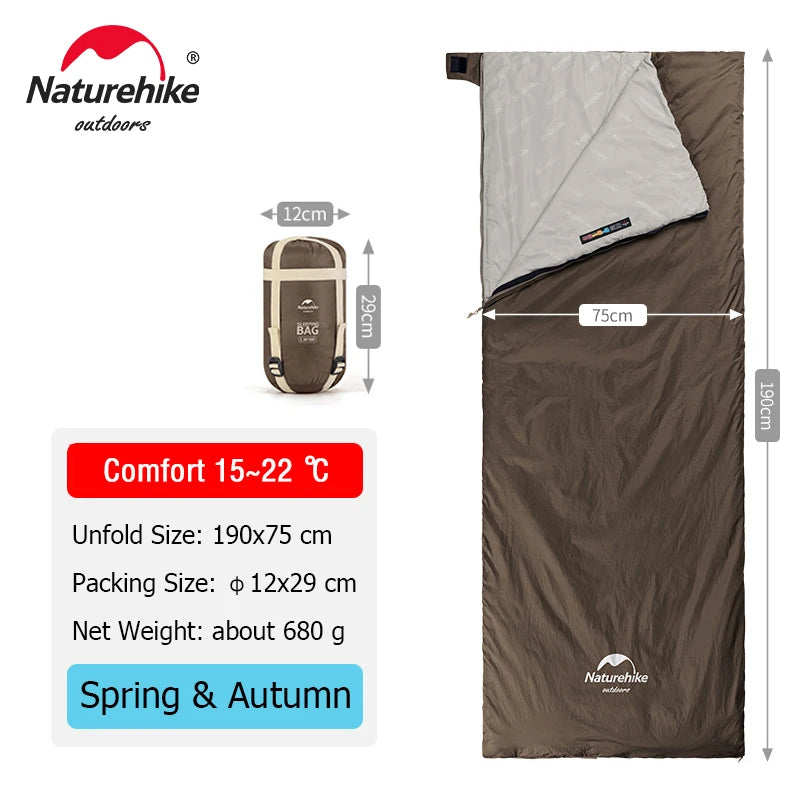 NATUREHIKE LW180 Ultralight Cotton Sleeping Bag for Spring Summer Camping Hiking Outdoor