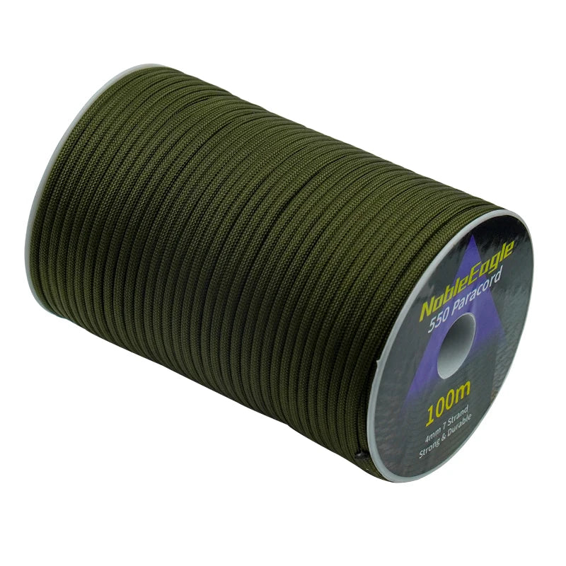 NOBLE EAGLE 550 Military Paracord Rope – 4mm 7-Strand Cord for Camping, Survival, and DIY