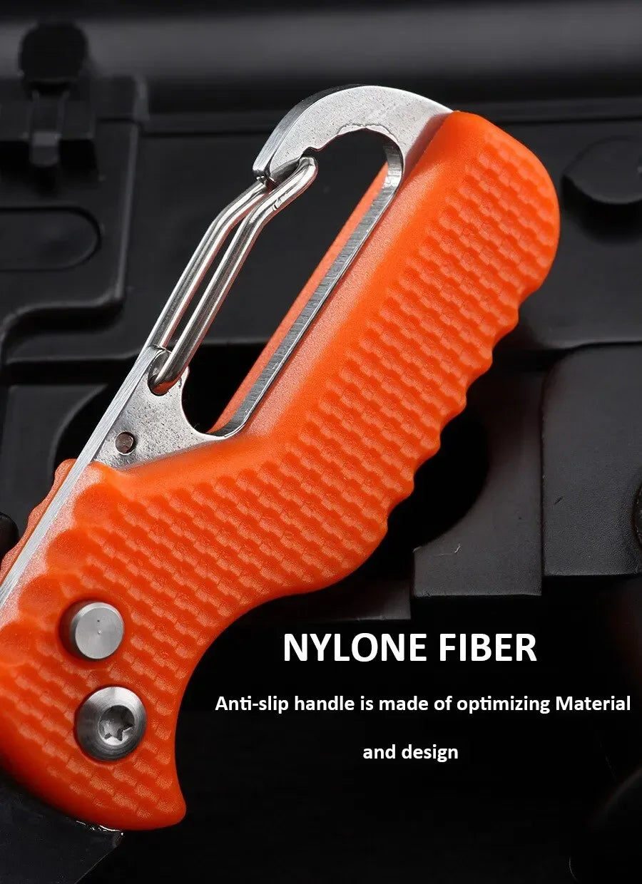DUTRIEUX Portable Folding Knife Keychain with Serrated Hook for Camping
