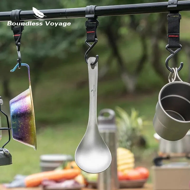 BOUNDLESS VOYAGE Titanium Deep-Bowled Ladle – Lightweight Cooking Spoon for Camping & Kitchen Use