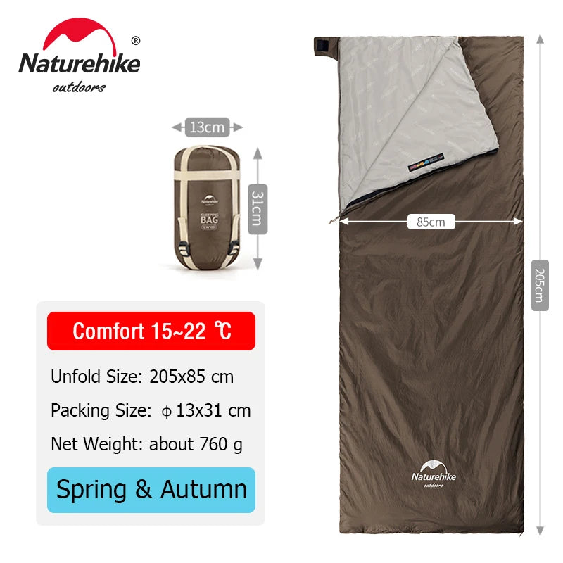 NATUREHIKE LW180 Ultralight Cotton Sleeping Bag for Spring Summer Camping Hiking Outdoor
