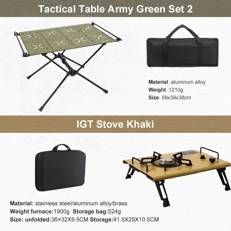 WEST TUNE Camping Table with IGT Stove Portable Aluminium Folding Table