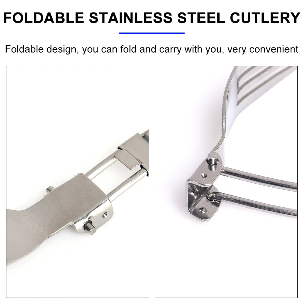 WIDESEA 3-Piece Foldable Stainless Steel Cutlery Set – Portable Camping & Travel Tableware