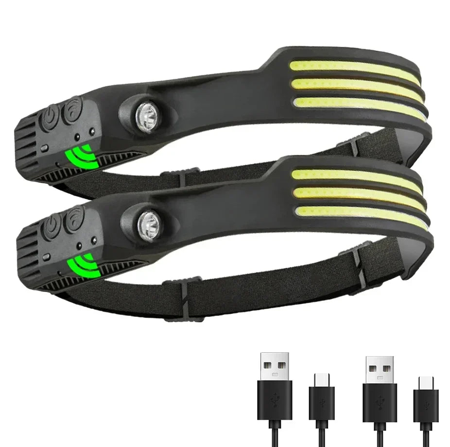 KDULIT COB LED Sensor Headlamp – USB Rechargeable 1200mAh 5-Mode Waterproof Flashlight