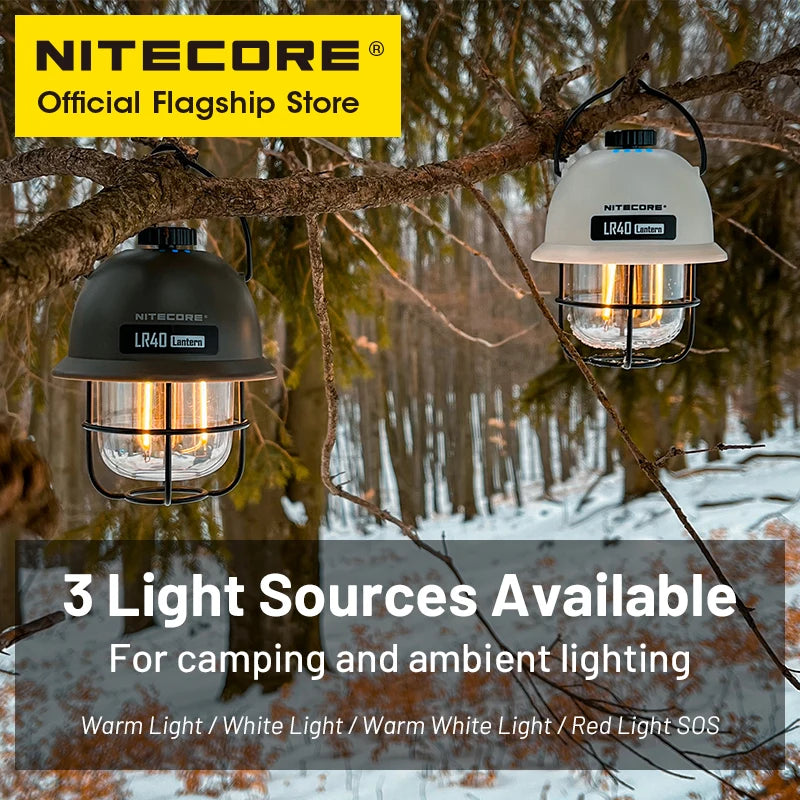 NITECORE LR40 USB-C Camping Lantern 100lm 3-Source LED Outdoor Light