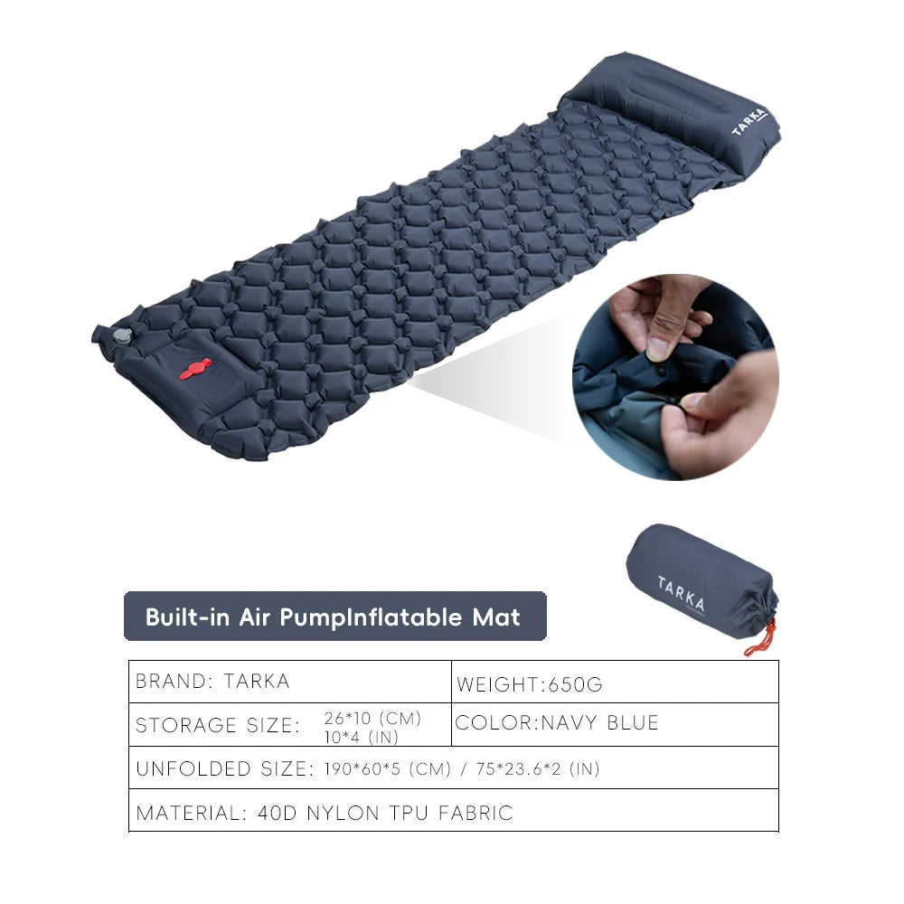 TARKA Inflatable Camping Mat – Self-Inflating Air Cushion with Pillow for Hiking & Climbing