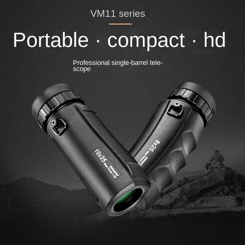 Powerful Mini 8X25 10X25 Monocular Telescope, HD Portable, IPX7 Waterproof, Compact for Outdoors