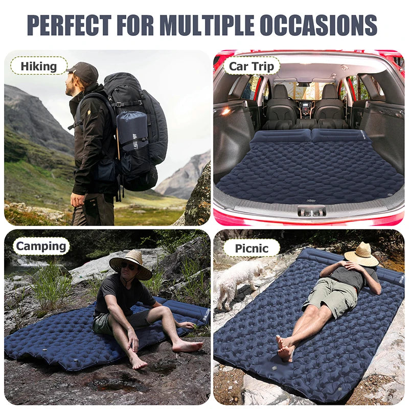 WEST TUNE Double Inflatable Mattress with Built-in Pillow Pump for Camping