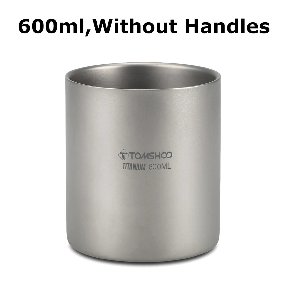 TOMSHOO Double-Wall Titanium Cup – Insulated Water & Coffee Mug for Camping & Home