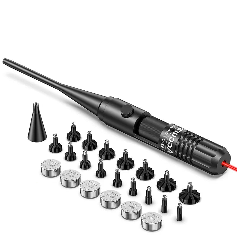 MIDTEN Rifle Red Laser Bore Sighter Kit with 16 Adapters for 0.17 to 12GA, Picatinny Mount