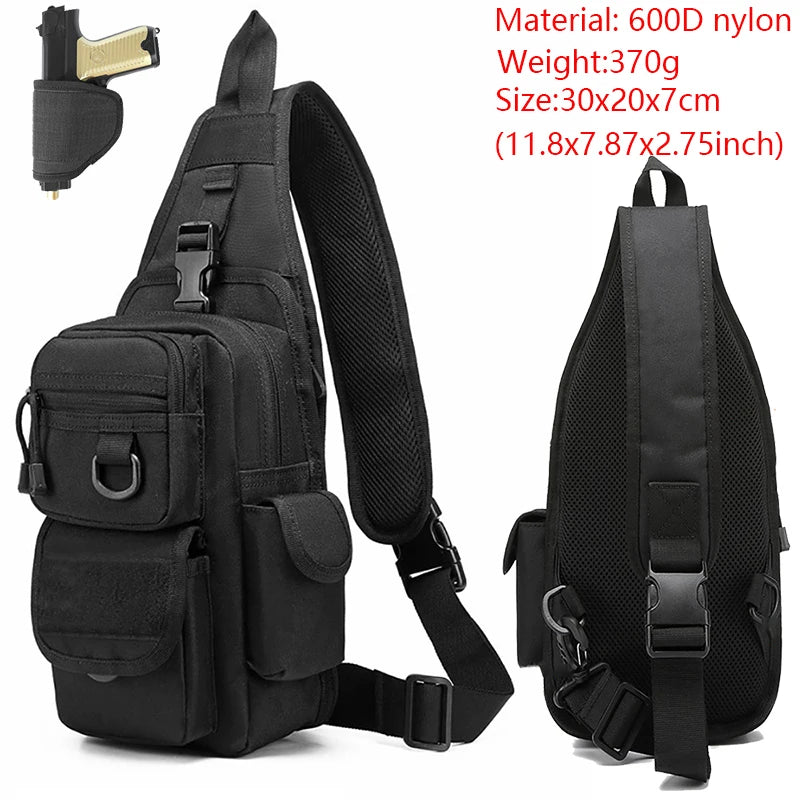 AIRSSON Men Casual Chest Bag – Universal Pistol Holster EDC Pouch for Hunting & Outdoor Sports
