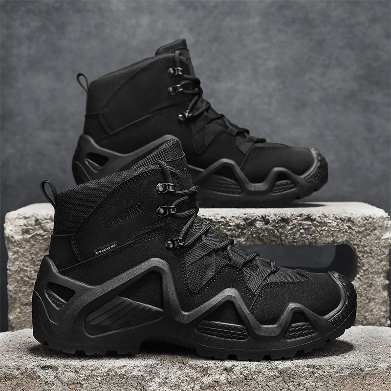 DQTBE Men's Tactical Boots with Straps – Waterproof and Breathable for Outdoor Hiking and Combat