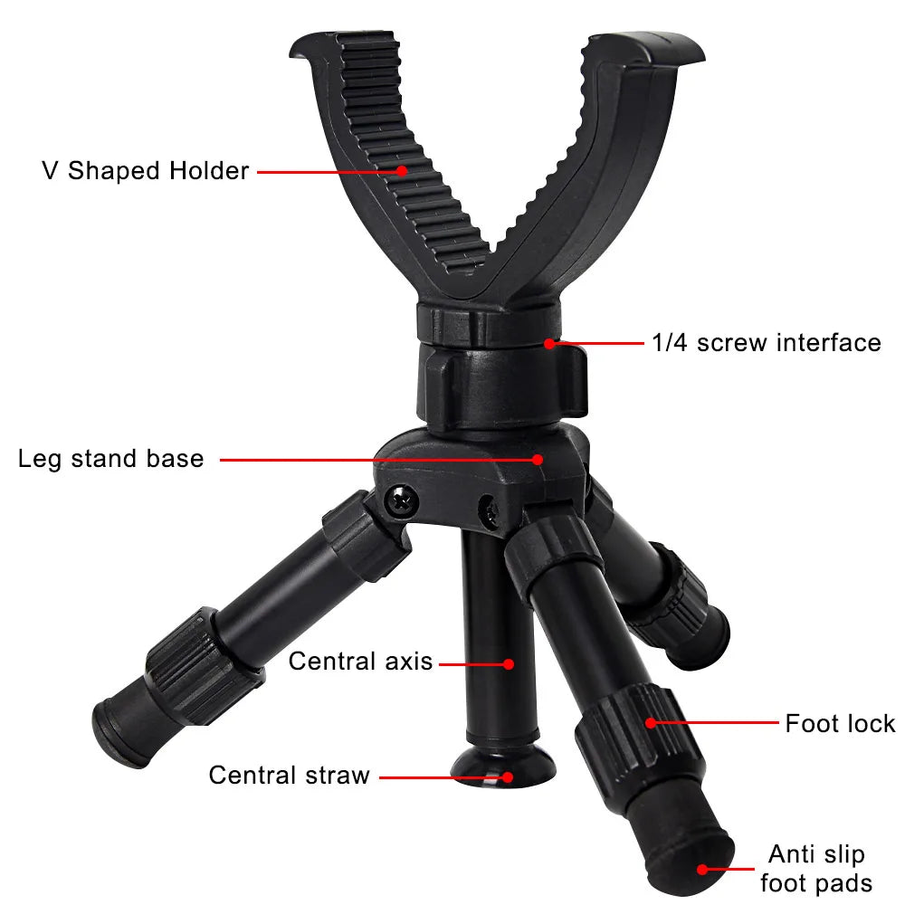 Portable Hunting Tripod – Adjustable Rifle Support Monopod with V Yoke for Outdoor Shooting