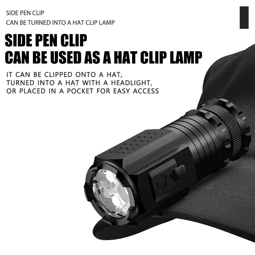 KDULIT 2000LM Mini EDC LED Flashlight – USB Rechargeable Keychain Torch for Camping & Hiking