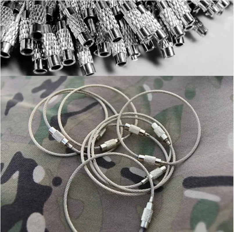 10PCS 15cm Stainless Steel Wire Keyring Kit for Camping and EDC