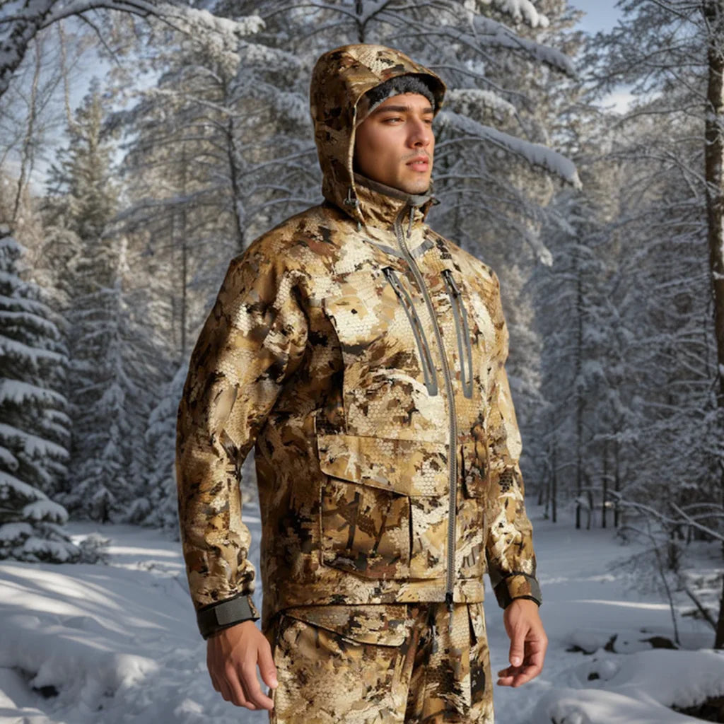 AINFAD Men's Hudson Waterproof Insulated Hunting Jacket - Winter Camouflage Coat with Stretch Technology