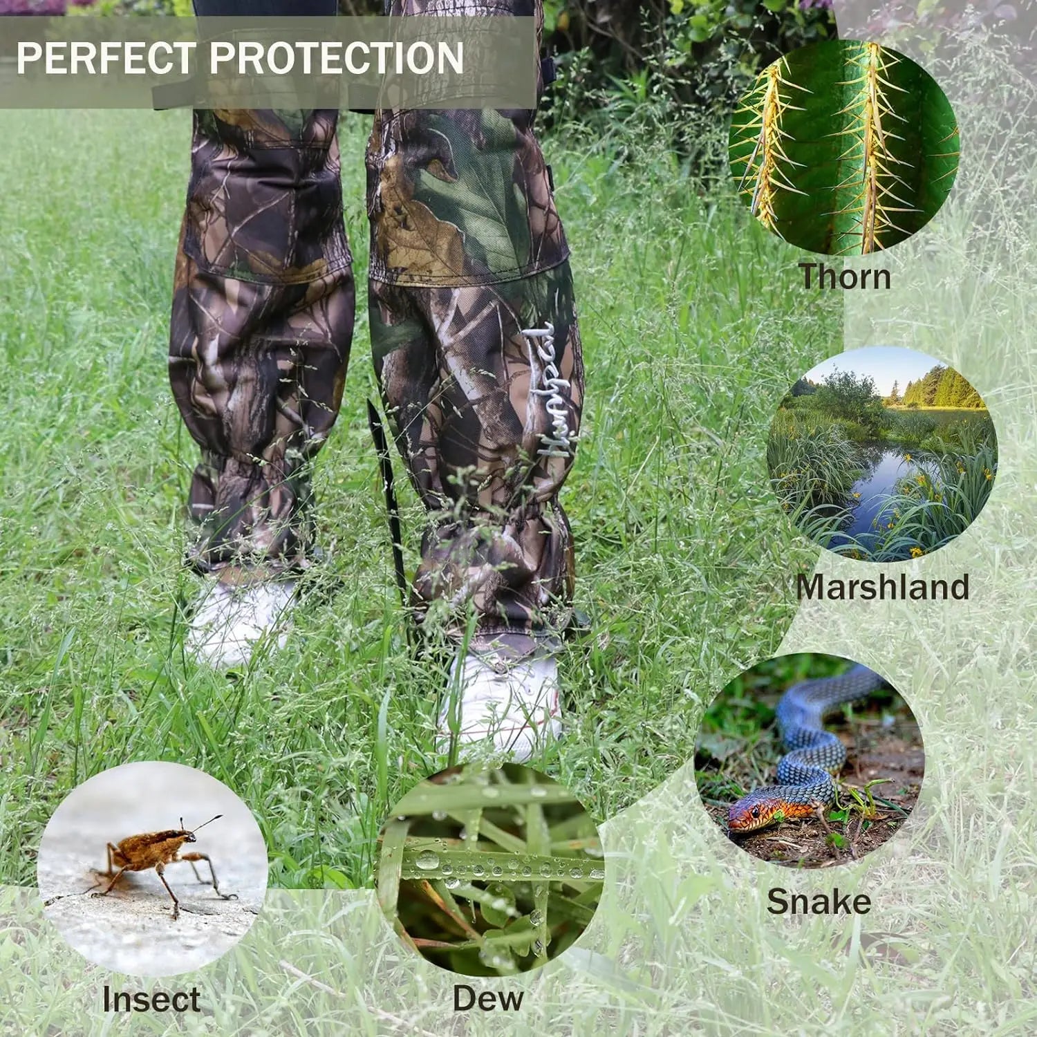 Camouflage Waterproof Leg Gaiters – Oxford Fabric Knee Covers with Straps for Hunting & Camping