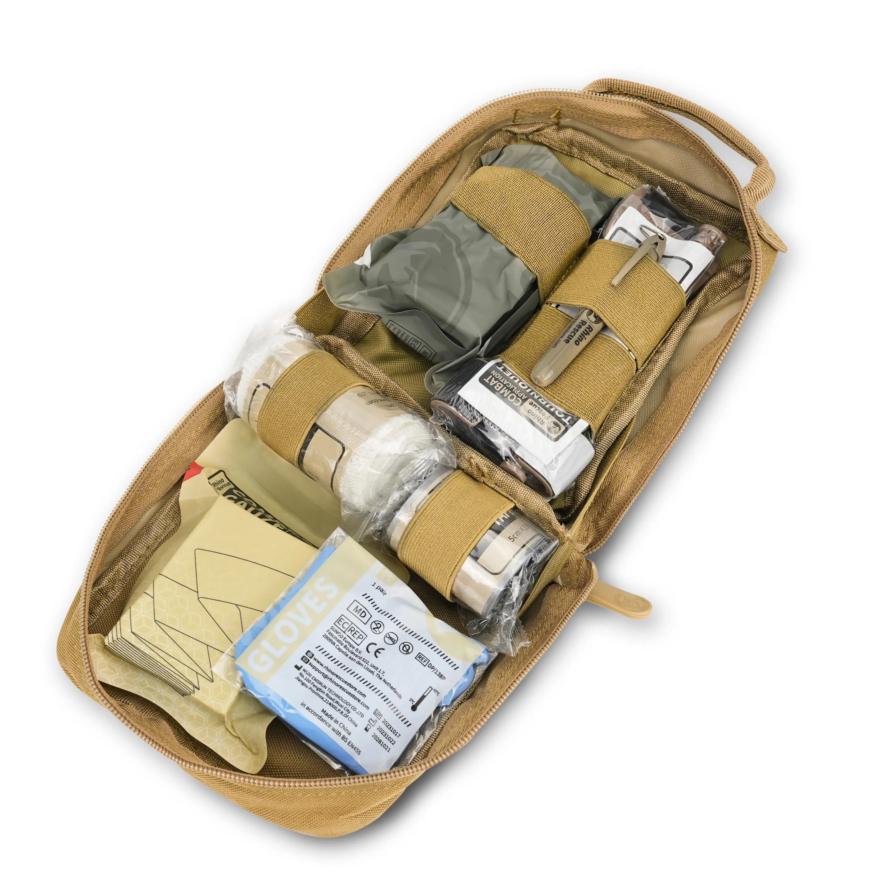 RHINO RESCUE IFAK First Aid Kit with Molle Pouch Tactical Emergency Medical Bag – Khaki