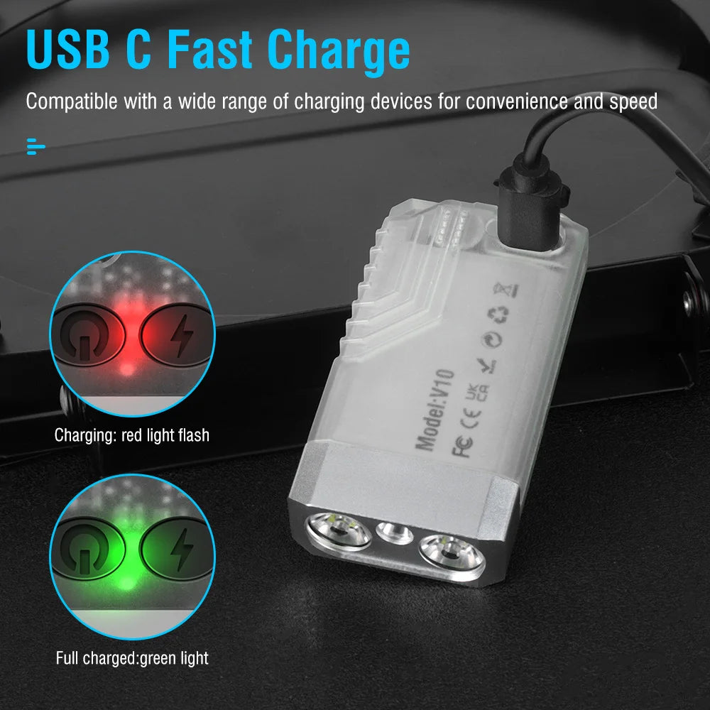 BORUIT V10 USB-C Rechargeable Keychain Flashlight 1000lm Mini Torch with UV and Magnet