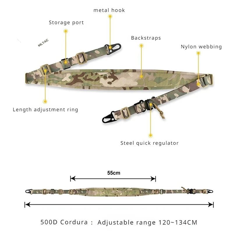 Modular Tactical Sling – Convertible 1-Point/2-Point Padded Strap for Shooting and Hunting