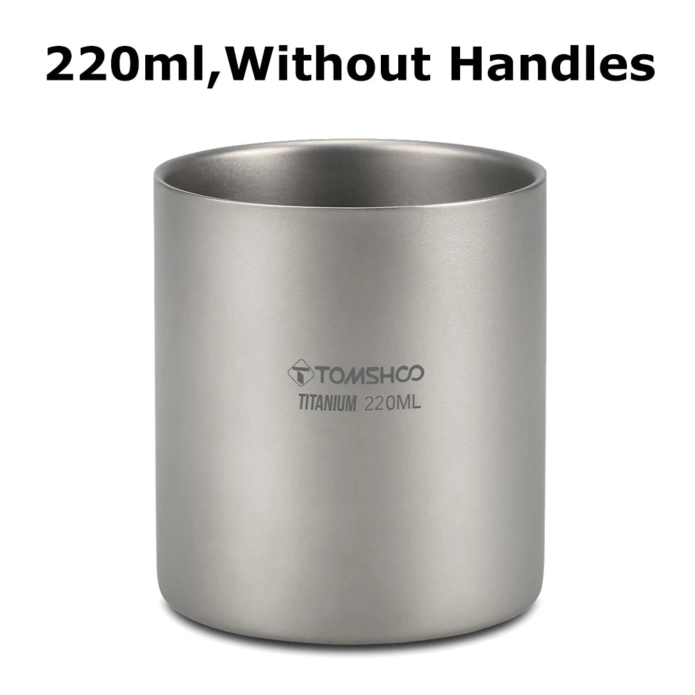 TOMSHOO Double-Wall Titanium Cup – Insulated Water & Coffee Mug for Camping & Home