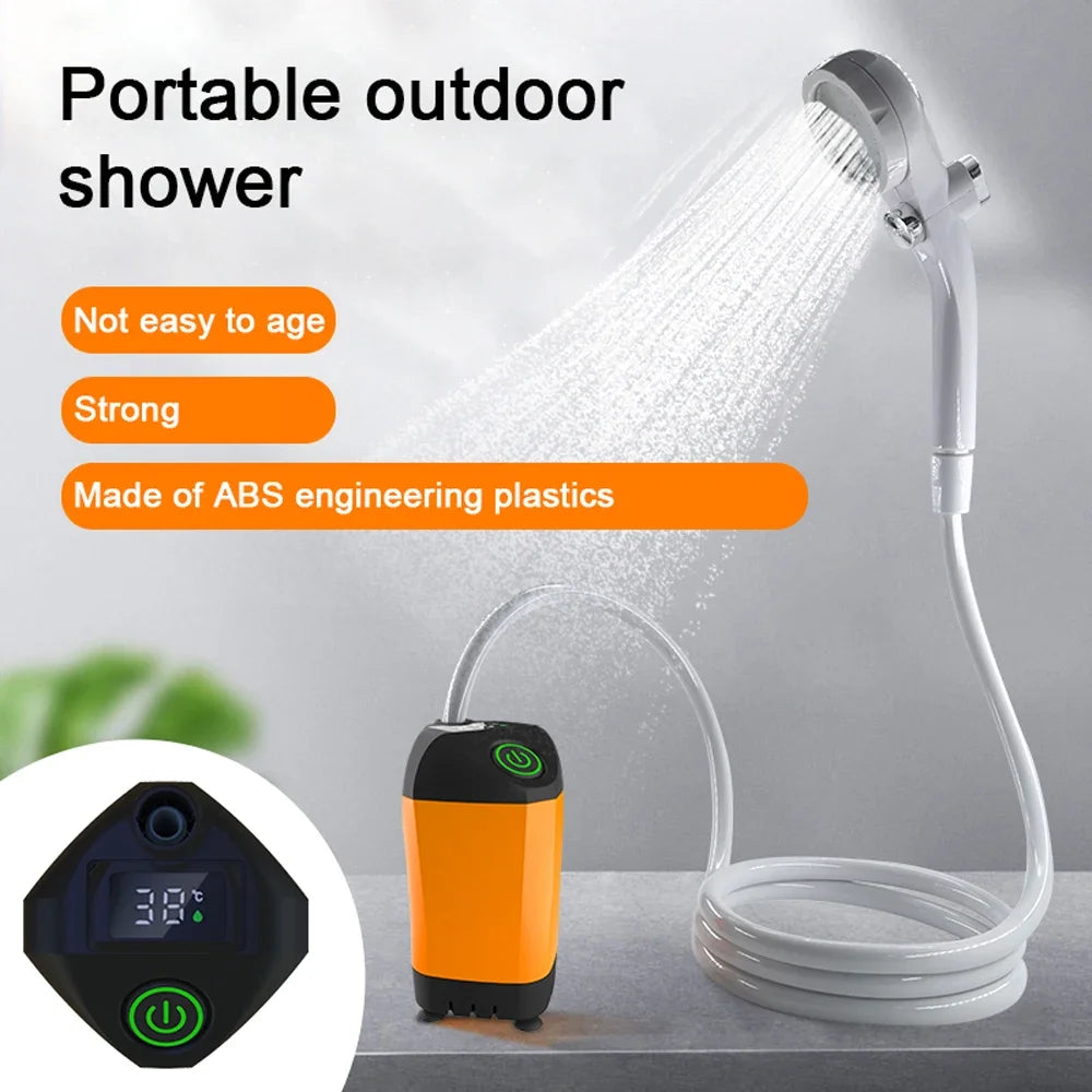 Outdoor Camping Shower IPX7 Waterproof Portable Electric Shower Pump for Hiking, Travel, Beach, Pets