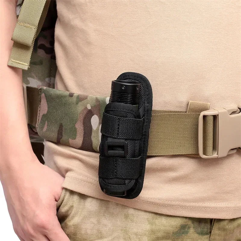 Durable Nylon Flashlight Pouch with 360° Rotary Belt Clip