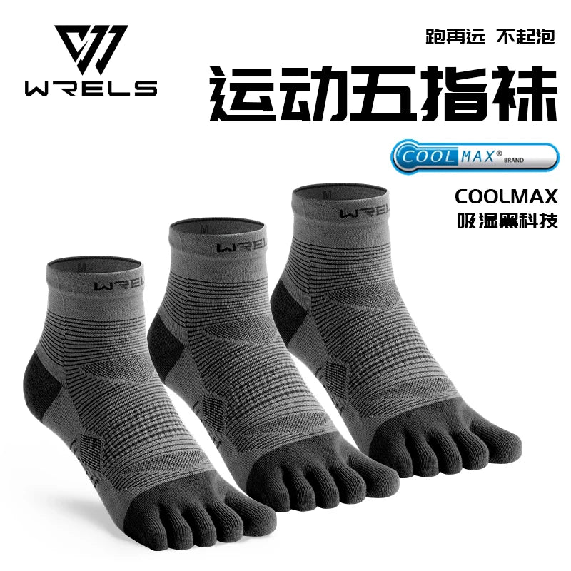 WRELS Coolmax Five-Toe Sports Socks – Breathable & Shock-Absorbing