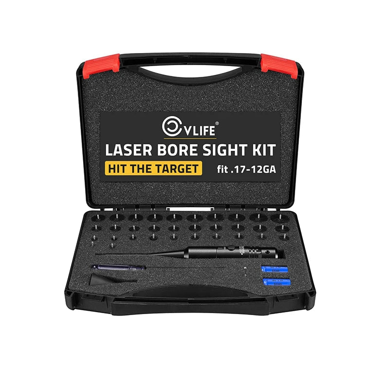 MIDTEN Professional Laser Bore Sight Kit with 32 Adapters for 0.17 to 12GA, Red or Green Laser