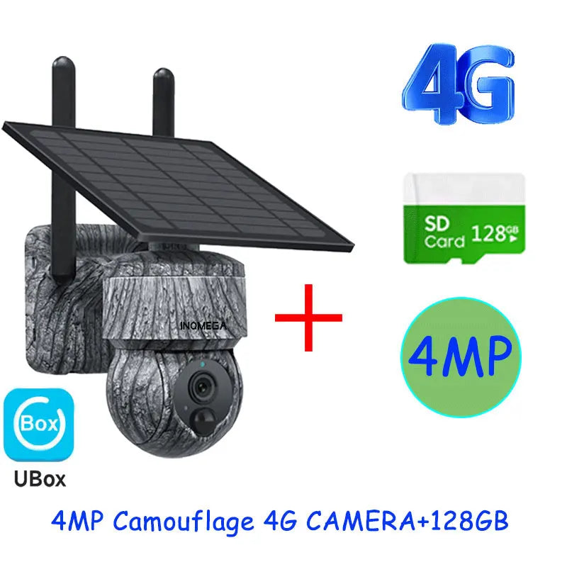 INQMEGA 5MP 4MP Solar PTZ Security Camera – Wireless 4G WiFi CCTV with Two-Way Audio