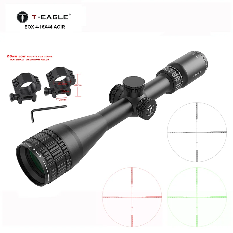 T-EAGLE EOX 4-16×44 AOIR Tactical Rifle Scope - Illuminated Variable Optic for Precision Hunting